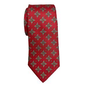 Salvatore Ferragamo Men's Luxury Silk Red Tie Classic Geometric Pattern